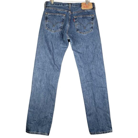 Levis 501 Jeans Mens 34x35 Blue Denim Button Fly Straight Medium Wash XX - Picture 3 of 15